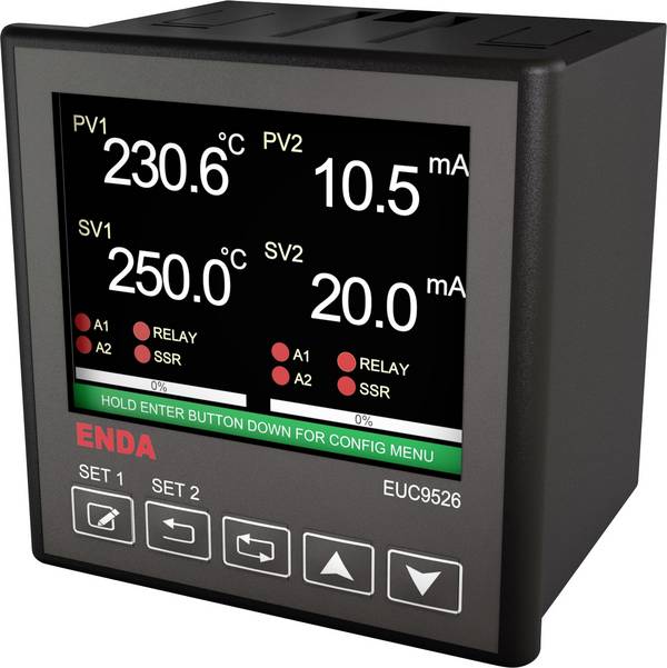 Enda EUC9526-230 PID Universalregler B, E, J, K, L, N, R, S, T, U, Pt100, NTC Relais 2 A, SSR (B x H) 96 mm x 96 mm