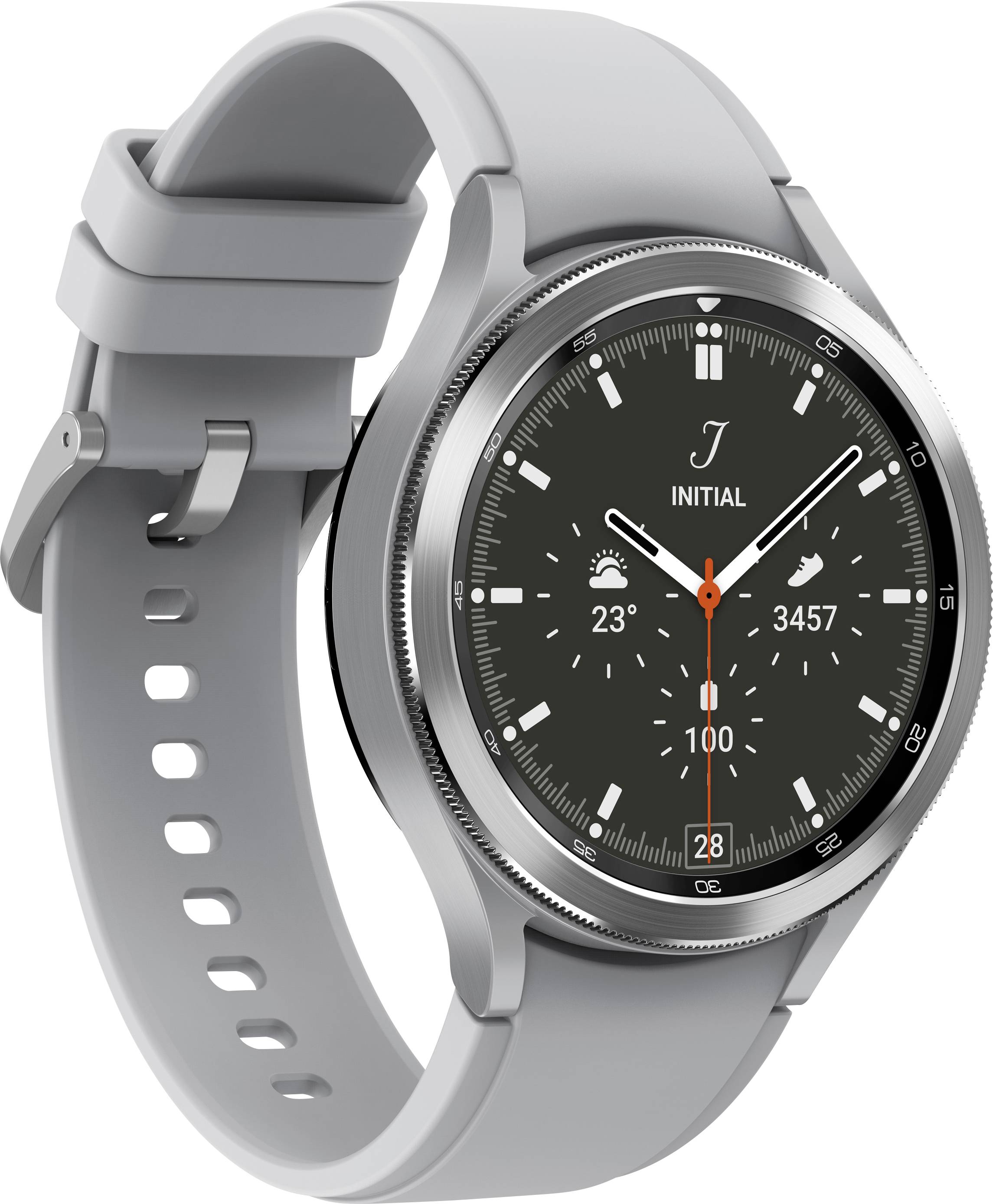 Samsung Galaxy Watch4 Classic - 46 mm - silber - intelligente Uhr mit Ridge Sport Band - Flouroelastomer - Silber - Anze-2