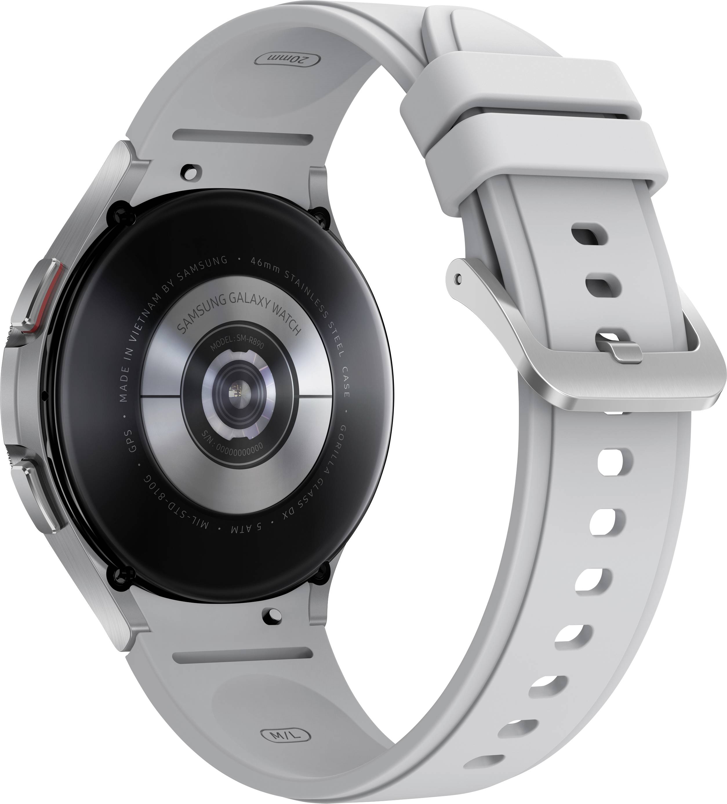 Samsung Galaxy Watch4 Classic - 46 mm - silber - intelligente Uhr mit Ridge Sport Band - Flouroelastomer - Silber - Anze-3