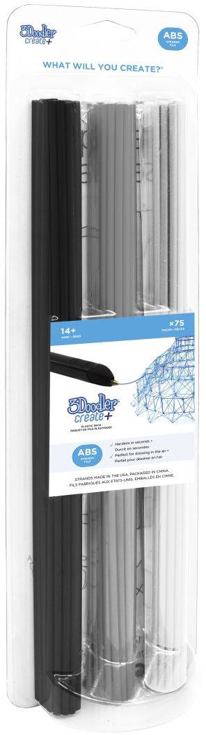 WOBBLEWORKS 3Doodler AB-MONO-75 Create+ ABS Essential Mix Filament ABS 1.75 mm Schwarz, Grau, Weiß 7