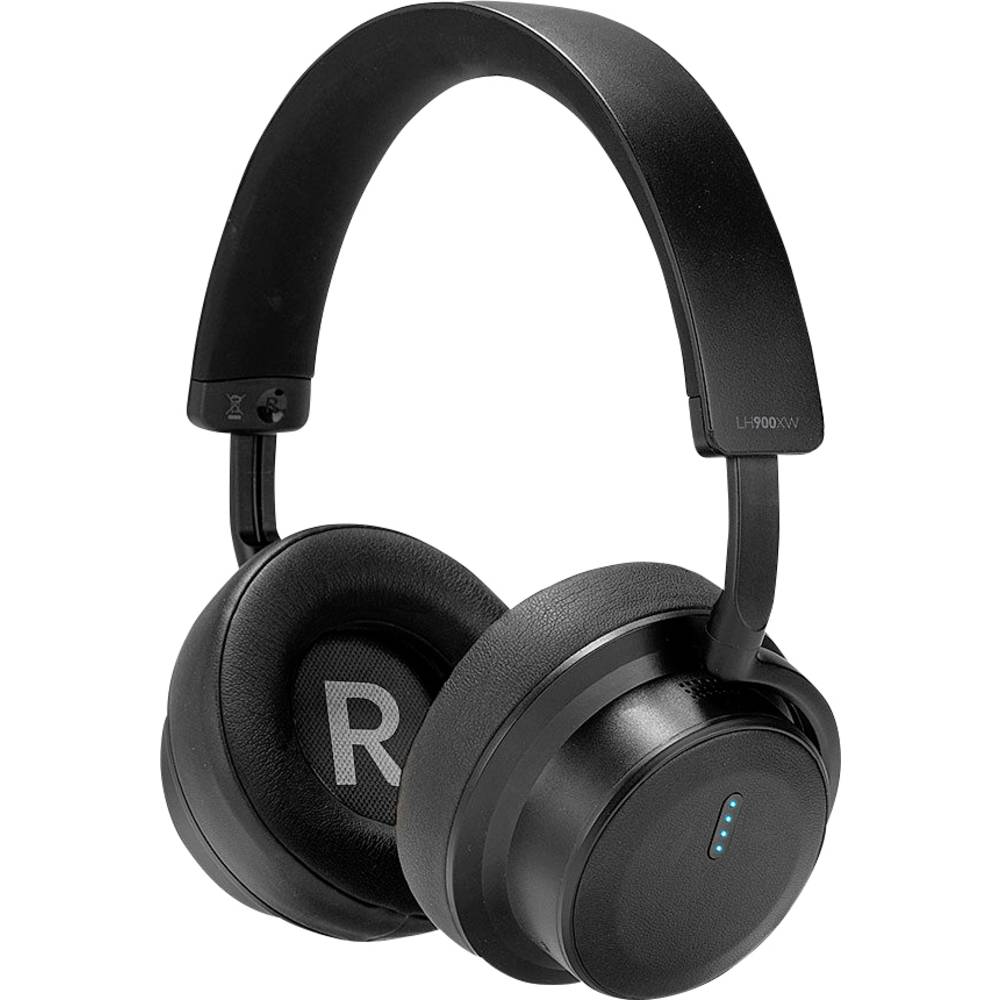 LINDY LH900XW Over Ear koptelefoon Bluetooth, Kabel Zwart Noise Cancelling Headset, Volumeregeling, Zwenkbare oorschelpen