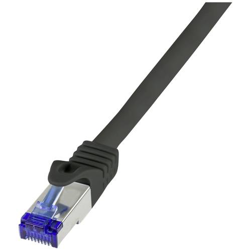 LogiLink C6A093S RJ45 Netzwerkkabel, Patchkabel CAT 6a S/FTP 10.00 m Schwarz 1 St.