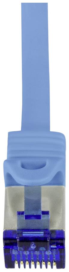 Ein blaues Ethernet-Kabel mit einem RJ45-Stecker.