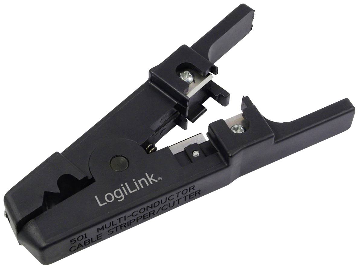 Ein Kabelentmantler und -schneider der Marke LogiLink, Modell 501, zur Bearbeitung von Mehradrkabeln.