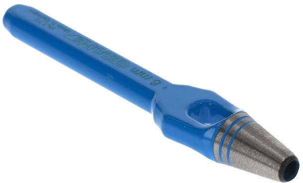 Ein blauer Stiftaufsatz mit einer Metallspitze.