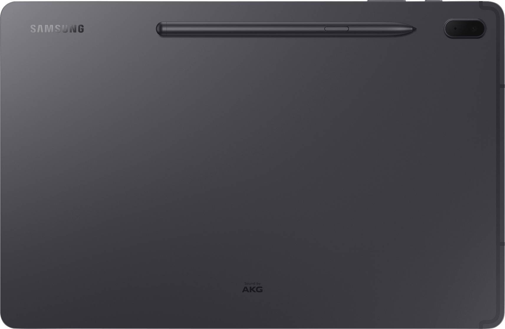Rückseite eines Samsung-Tablets mit einem Stift, darauf steht 'AKG'.
