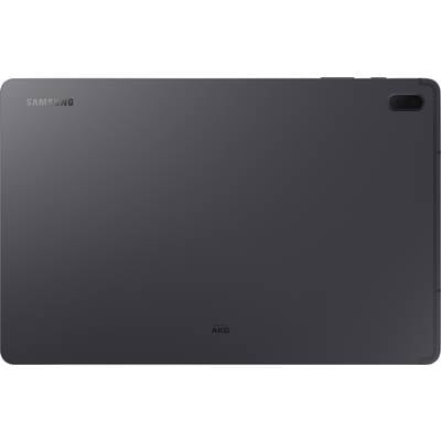 Rückseite eines Tablets mit Markenlogos in der Mitte und Kamera in der oberen Ecke.