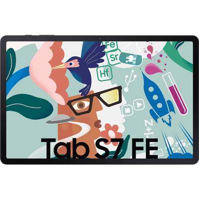 Illustration mit einem Tablet, das chemische Symbole, ein Reagenzglas, eine Rakete und eine Person mit Brille und Schnabeltier zeigt.