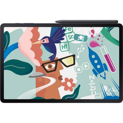 Ein stilisiertes Gesicht mit Brille, umgeben von Pflanzen, einer Rakete, einem Reagenzglas und einem Kolibri auf buntem Hintergrund.