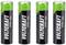 Vier schwarze und grüne AA-Batterien mit der Aufschrift 'VOLTCRAFT 2750 mAh'.