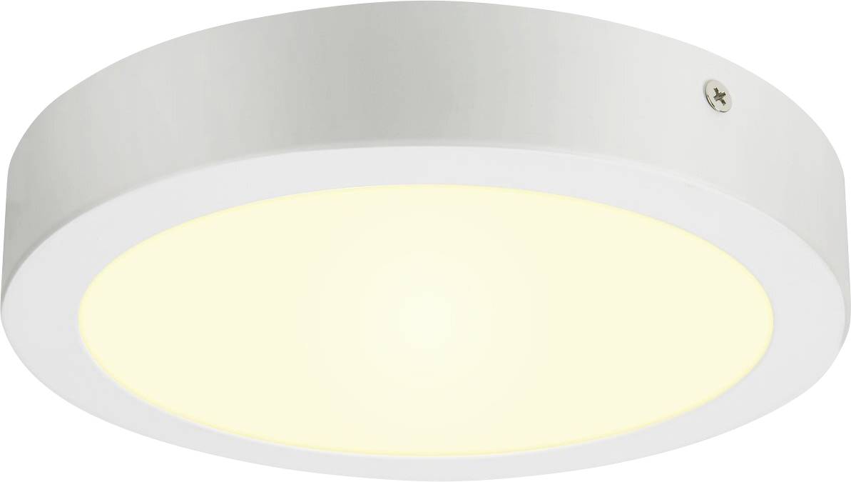 Runde, flache LED-Deckenleuchte in Weiß mit gleichmäßigem, warmweißem Licht. Ideal für moderne Wohnräume.