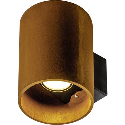 Braune moderne Wandleuchte mit zylindrischem Design, leuchtet nach unten. Geeignet für Innen- und Außenbereiche.