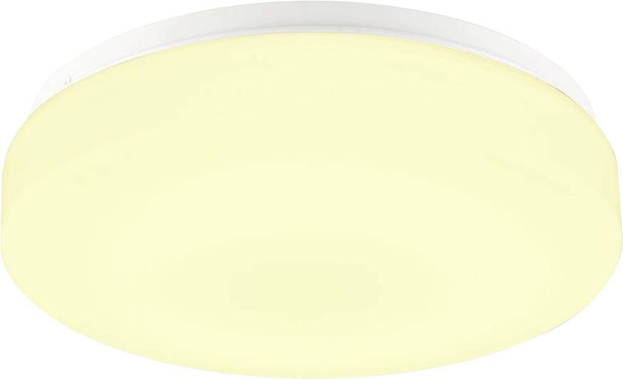 Runde, weiße Deckenleuchte mit gleichmäßig leuchtendem, warmweißem Licht. Ideal zur allgemeinen Raumbeleuchtung.
