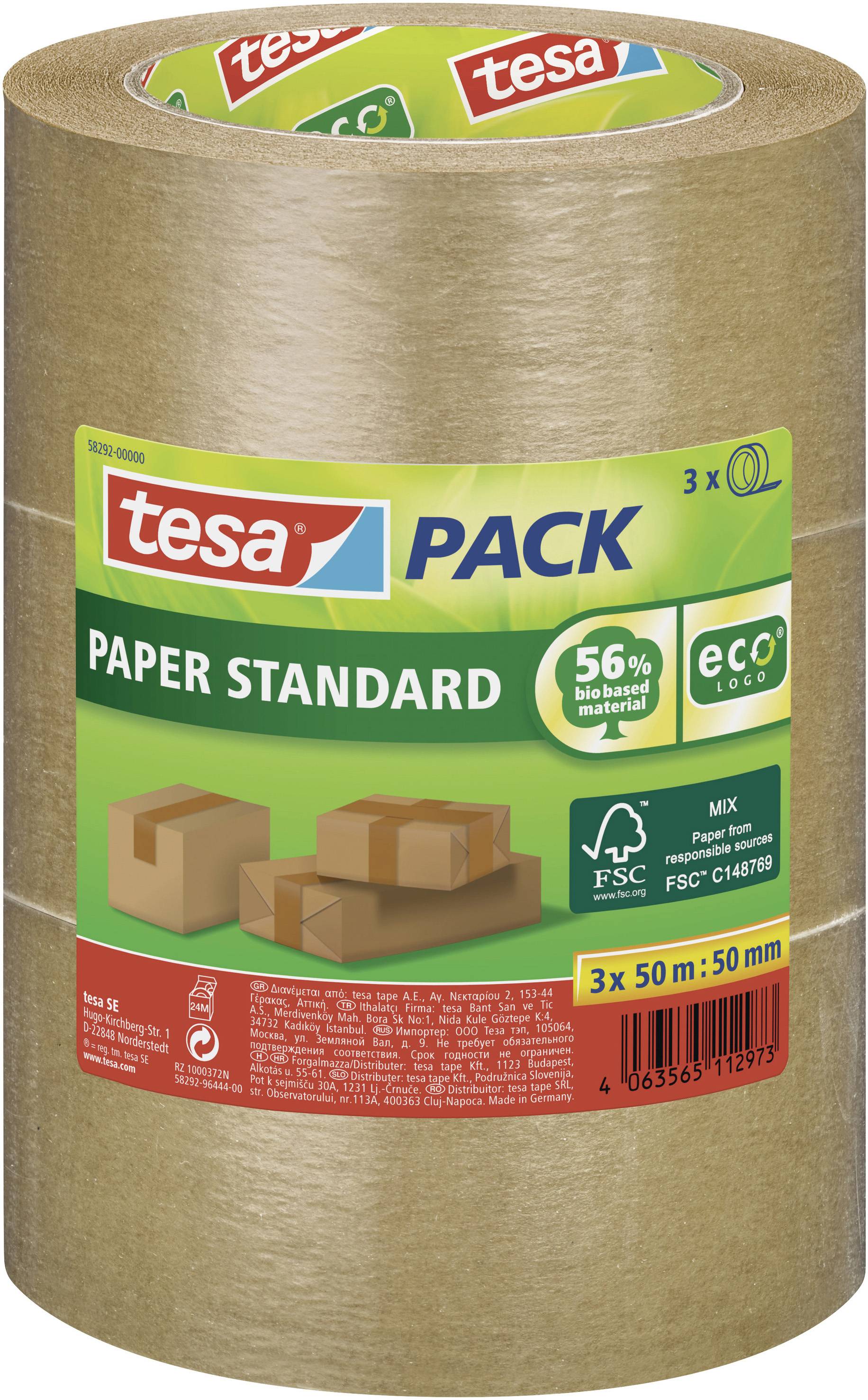 TESA STANDARD ecoLogo® 58292 Packband Braun (L x B) 50 m x 50 mm 3 St.