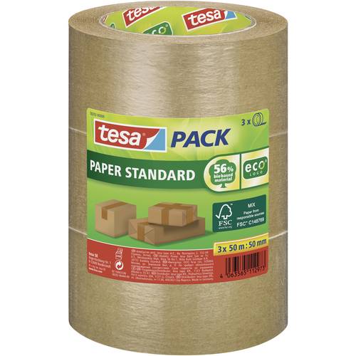 tesa STANDARD ecoLogo® 58292 Packband Braun (L x B) 50 m x 50 mm 3 St.