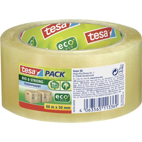 tesa BIO & STRONG 58296 Packband Transparent (L x B) 66 m x 50 mm 1 St.