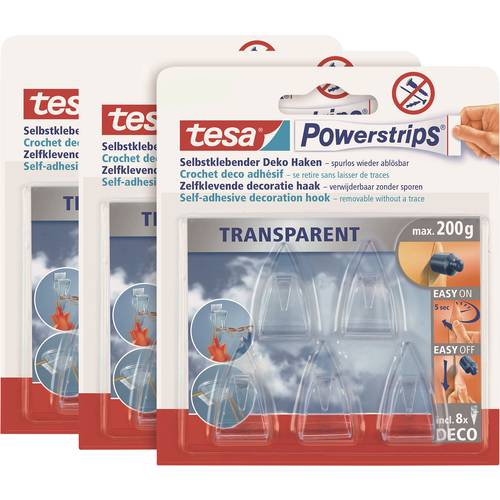 tesa POWERSTRIPS® Klebehaken Small Transparent Inhalt: 15 St.