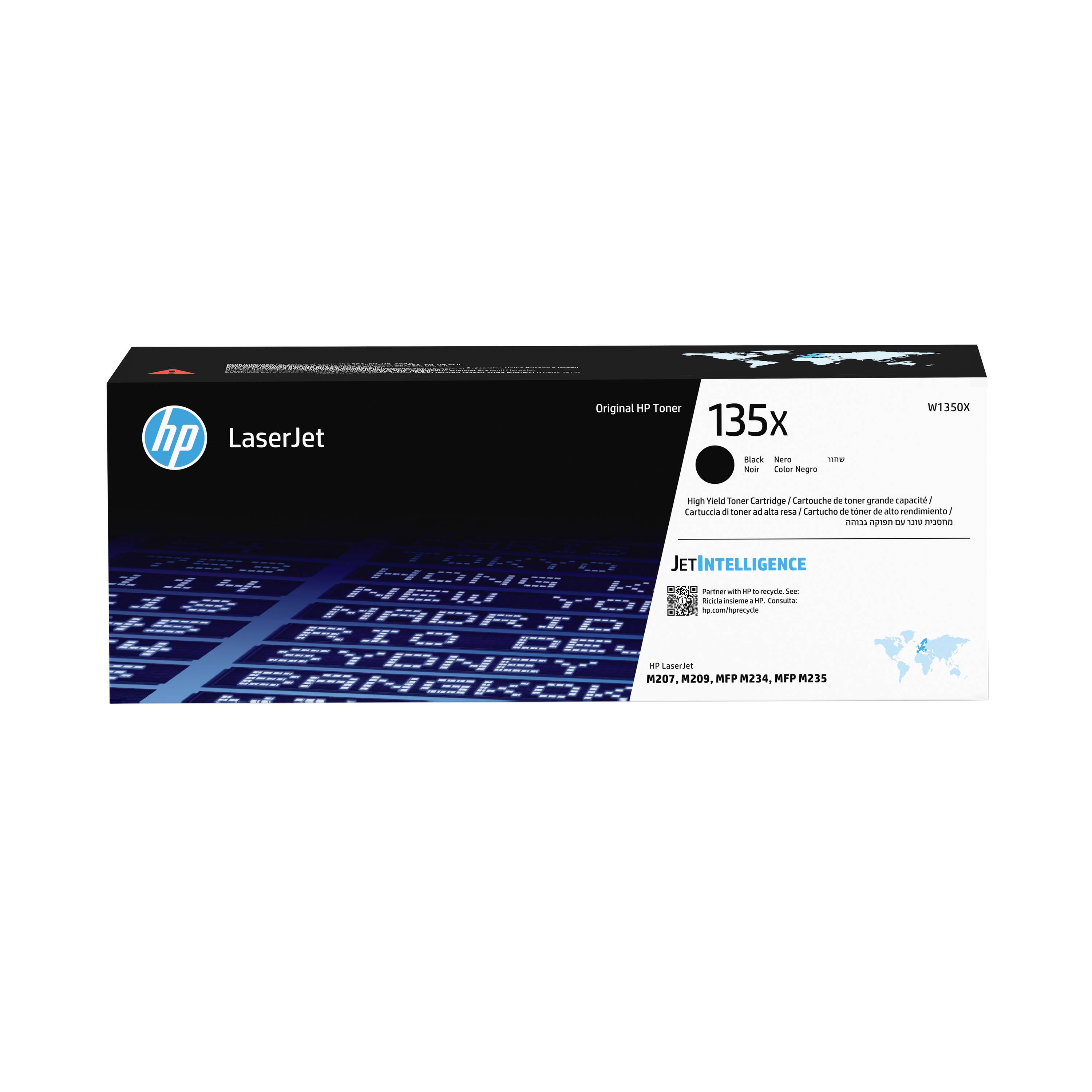 HP LaserJet 135X Schwarztonerpatrone Schachtel, zeigt die Produktverpackung für HP-Druckertoner.