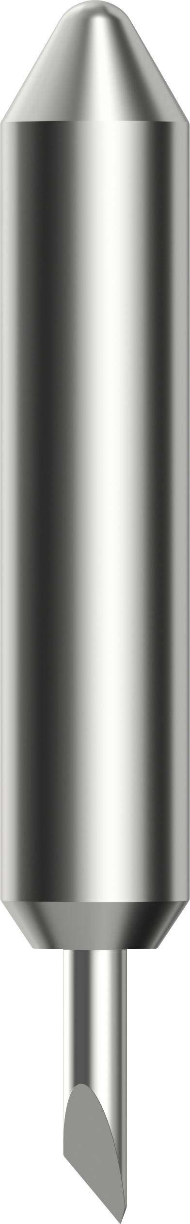 Ein zylindrischer Metallbohrer mit spitz zulaufendem Ende und scharfer Klinge, geeignet für präzises Schneiden in Materialien.