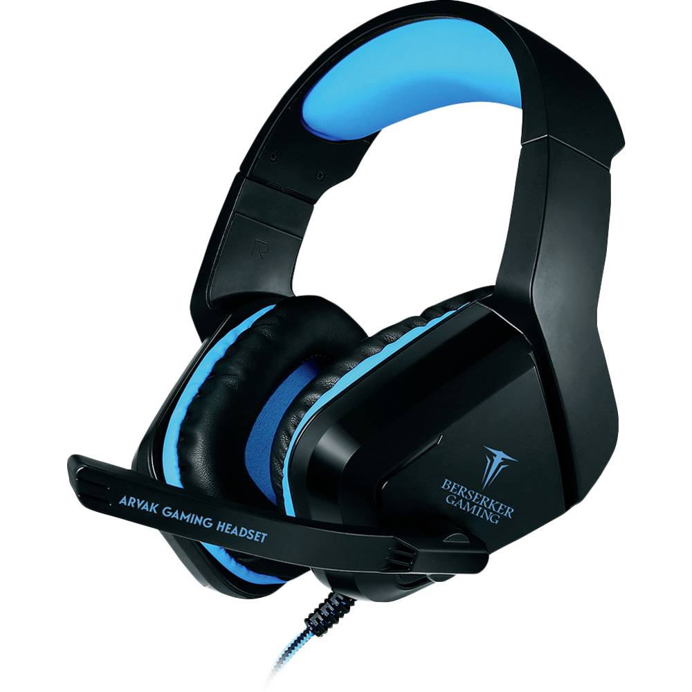 Berserker Gaming AVRAK Gaming headset 3.5 mm jackplug Kabelgebonden, Stereo Over Ear Zwart, Blauw