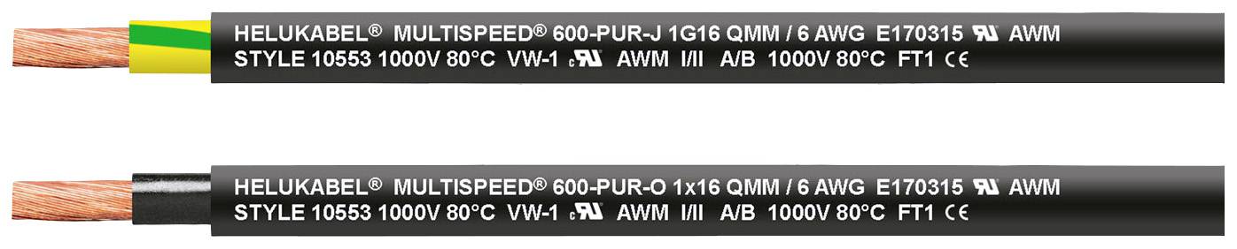 Helukabel 25889-500 Schleppkettenleitung MULTISPEED 600 1 x 10 mm² Grün-Gelb 500 m