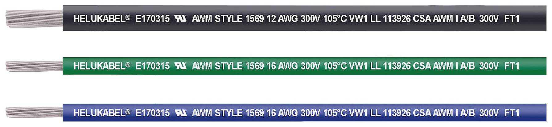 Helukabel 66201-305 Einzelader UL 1569 1 x 0.326 mm² Schwarz 305 m