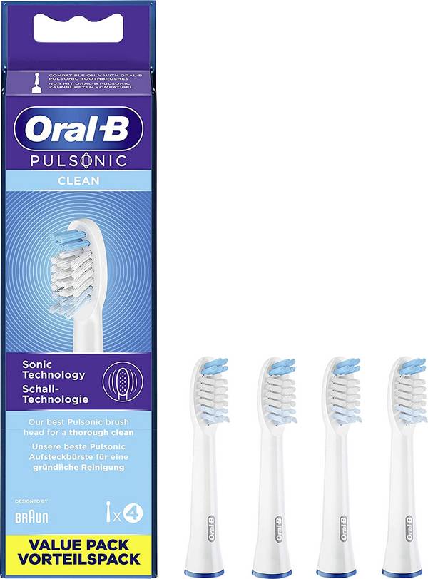 Oral-B Pulsonic Clean Aufsteckbürsten für elektrische Zahnbürste 4 St. Weiß
