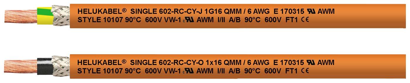 HELU 69640-500 Schleppkettenleitung Single 602-RC-CY-O 1 x 50 mm² Orange 500 m