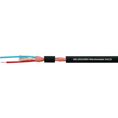 'HeluSound Mikrofonkabel 2x0.22', Bild eines offenen Kabels mit blauem und rotem Innenleiter, zeigt Kabelstruktur und Bezeichnung.