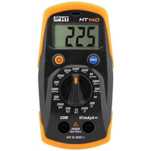 HT Instruments HT14D Hand-Multimeter kalibriert (ISO) digital CAT II 600 V, CAT III 300 V Anzeige (Counts): 2000