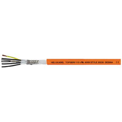 Ein orangefarbiges Kabel von Helukabel mit der Aufschrift 'TOPSERV 113 C' und technischen Spezifikationen auf der Isolierung.