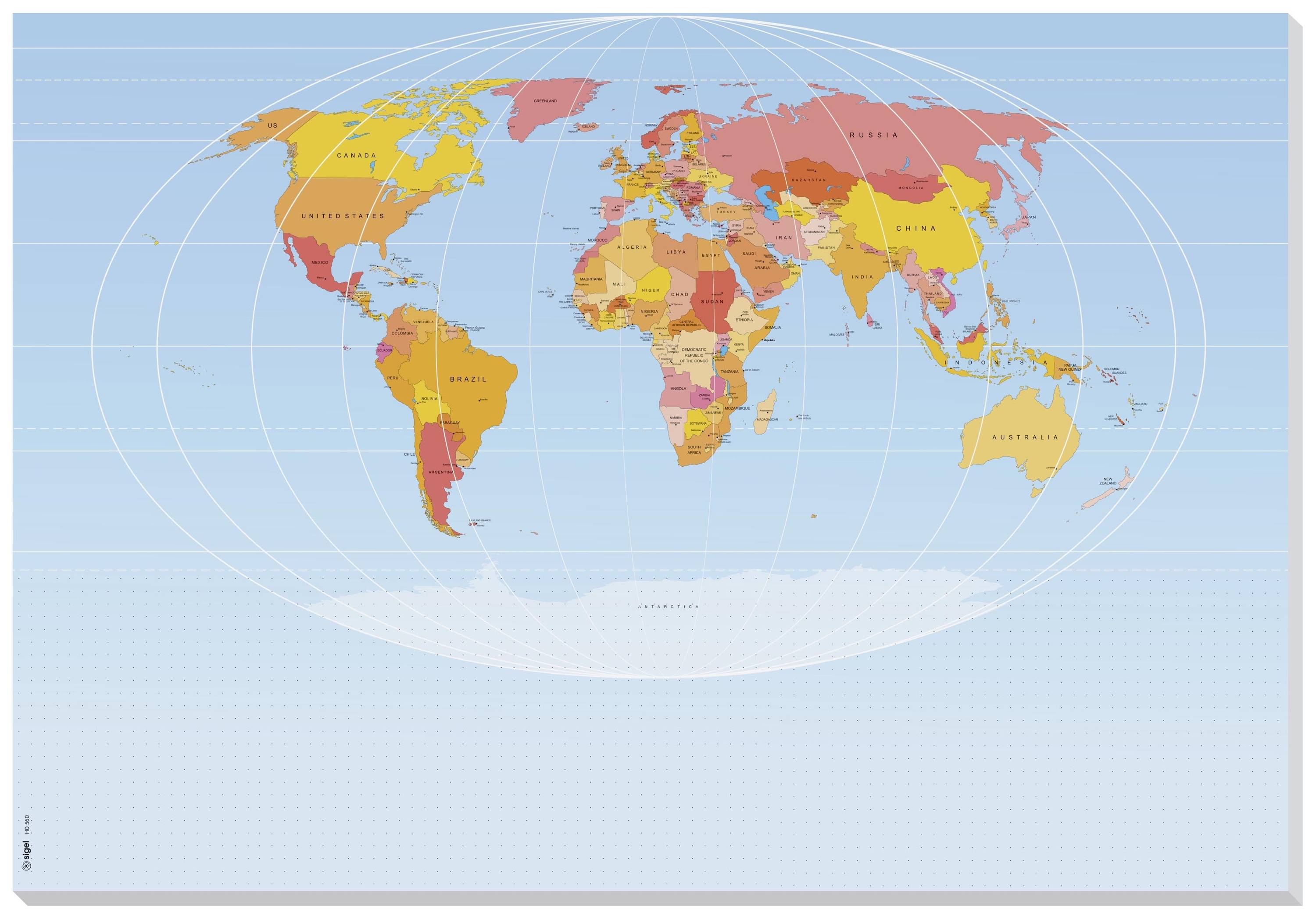 SIGEL Schreibtischunterlage Weltkarte ohne Kalendarium blau 30 Blatt