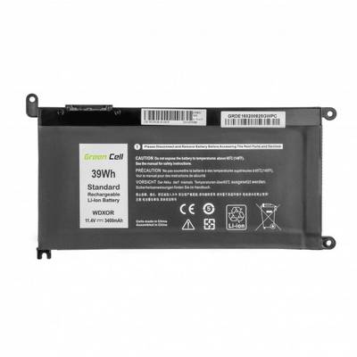 Eine wiederaufladbare Li-Ionen-Batterie mit 39Wh, 11,4V und 36Wh. Warnhinweise und Symbole für Recycling und Nicht-Entsorgung enthalten.