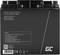 'Sealed Lead-Acid Battery' steht oben. Darunter Spezifikationen: 12V / 18Ah / 20HR (25°C) / AGM09. Warnhinweise und Symbole unten links.