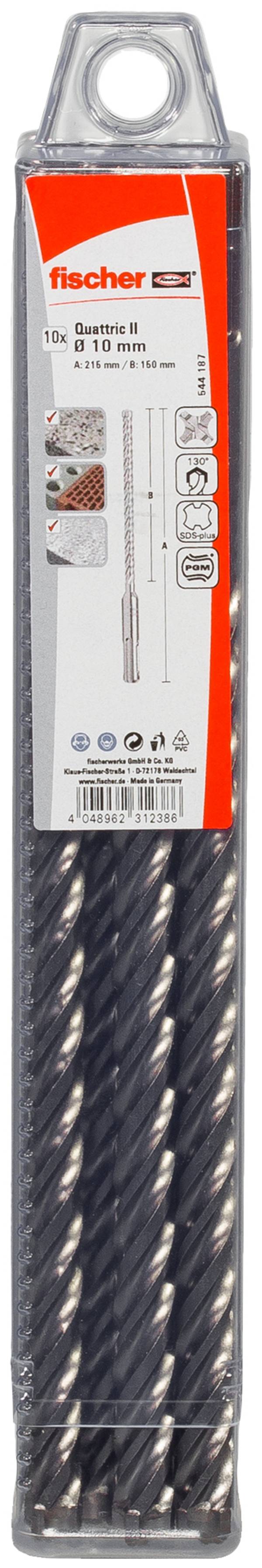 Fischer Quattric II 8/150/215 544186 Hammerbohrer 8 mm Gesamtlänge 215 mm SDS-Plus 10 St.