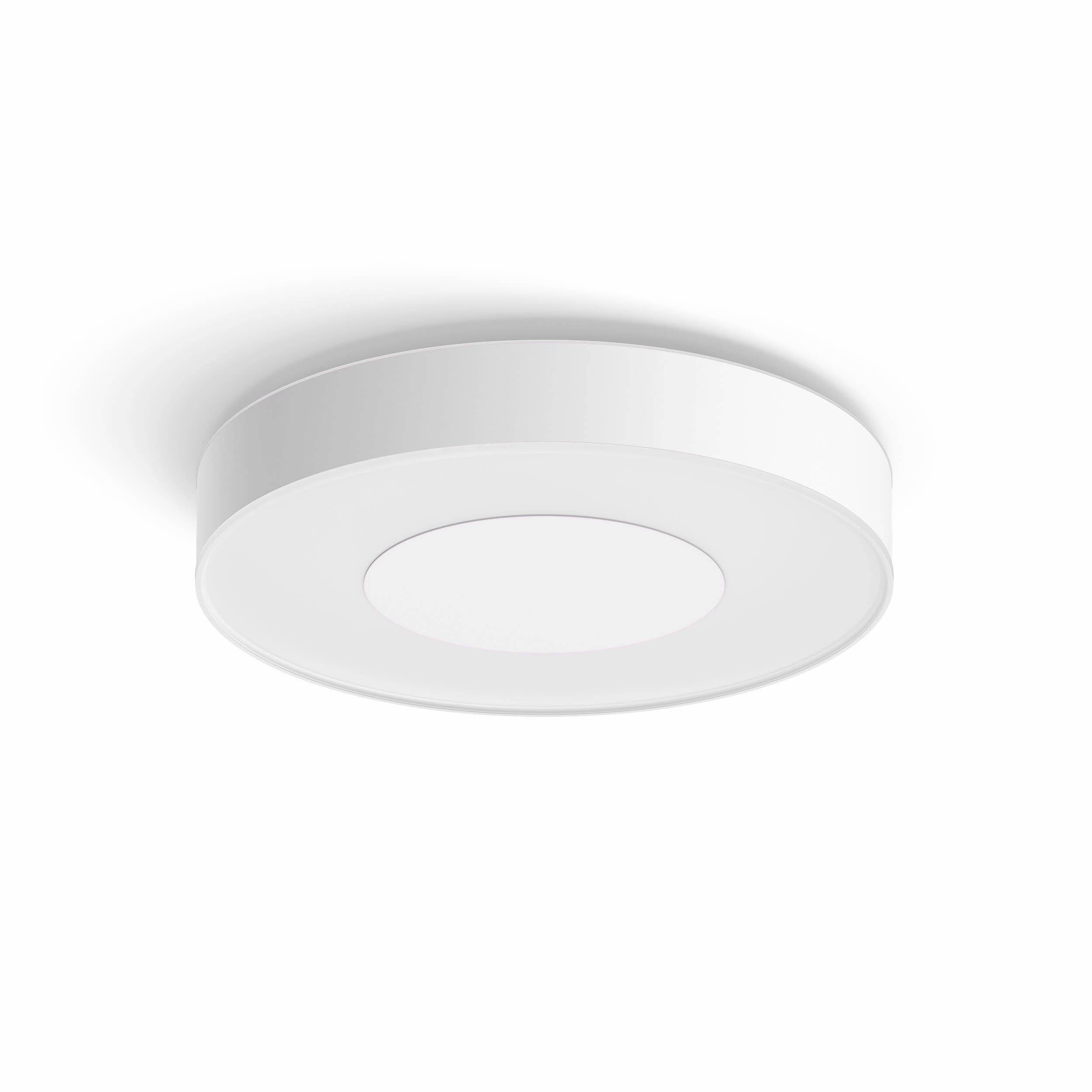 Ein runder, weißer LED-Deckenstrahler mit schlichtem Design; zentrale Lichtquelle umgeben von breitem Rand.