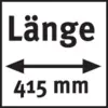 'Schwarz-weiße Grafik mit Text Länge und Pfeil, der 415 mm anzeigt.'
