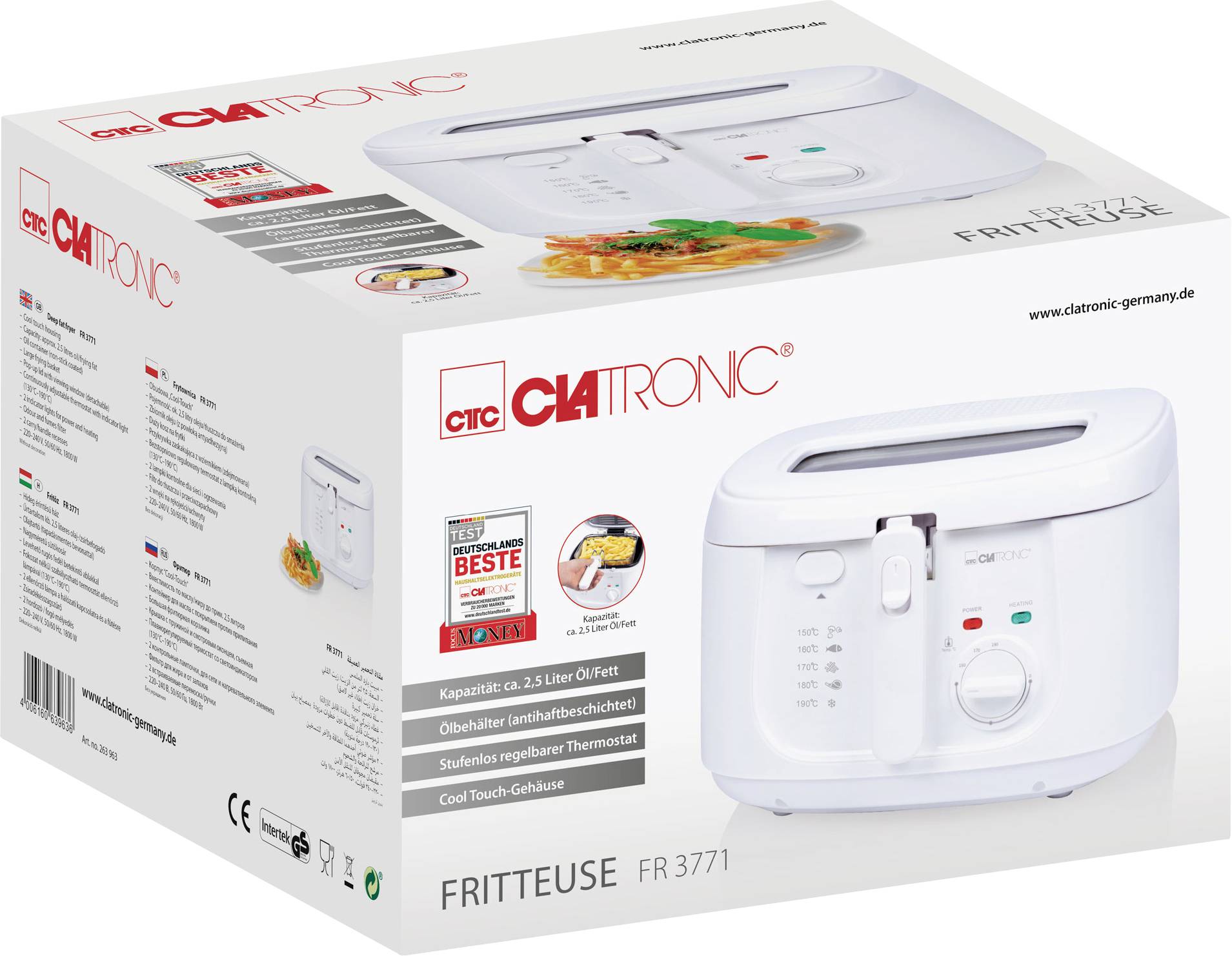Clatronic FR 3771 Fritteuse 2.5 l 1800 W Weiß-4