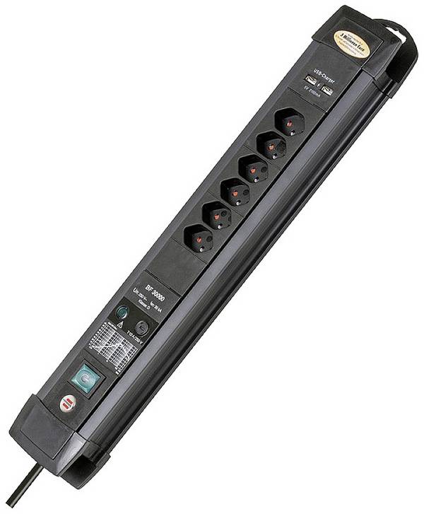 Brennenstuhl 1156002536 Steckdosenleiste mit Schalter  Schwarz  1 St.
