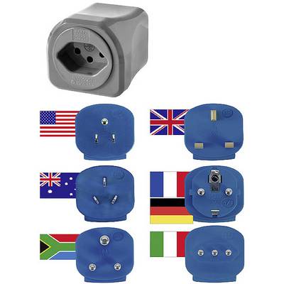 Adapter mit international kompatiblen Steckern für USA, UK, Australien, Europa, Italien, Südafrika. Erleichtert weltweites Reisen.