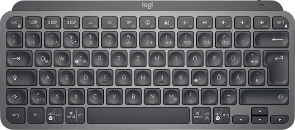 Logitech MX Keys Mini Bluetooth® Tastatur Deutsch, QWERTZ Graphit Beleuchtet, Geräuscharme Tasten, Multipair-Funktion, Wiederaufladbar