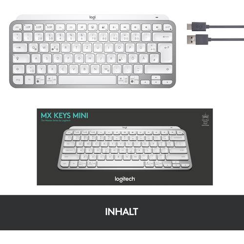 Thumbnail - Logitech MX Keys Mini Bluetooth® Tastatur Deutsch, QWERTZ Grau Beleuchtet, Geräuscharme Tasten, Multipair-Funktion, Wied...