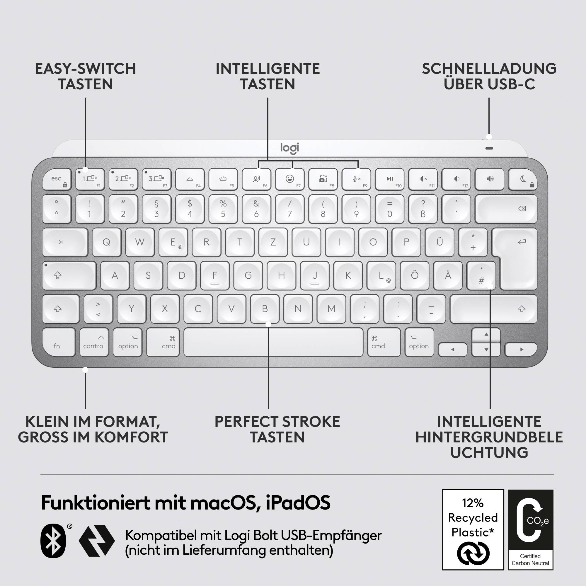 Logitech MX Keys Mini for Mac - Tastatur - hinterleuchtet-8