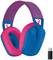 Kabelloses Over-Ear-Headset in Blau und Pink mit USB-Dongle. Geeignet für Gaming und Musik, bietet es Komfort und Klangqualität.