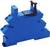 Blauer elektrischer Klemmenblock mit schwarzem Hebel oben; verwendet zur Verbindung und Organisation von elektrischen Kabeln in Schaltschränken.