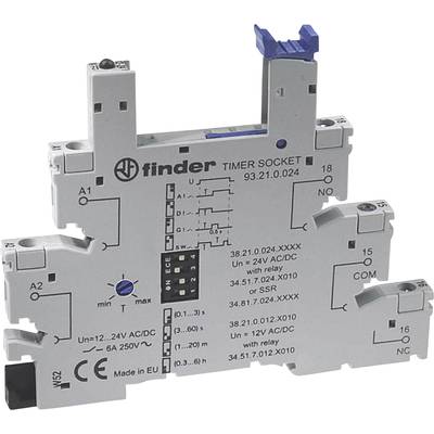 Elektronisches Zeitrelais-Modul mit Timer-Funktion. Geeignet für Spannungen von 12–24V AC/DC. Markenname und technische Details sichtbar.