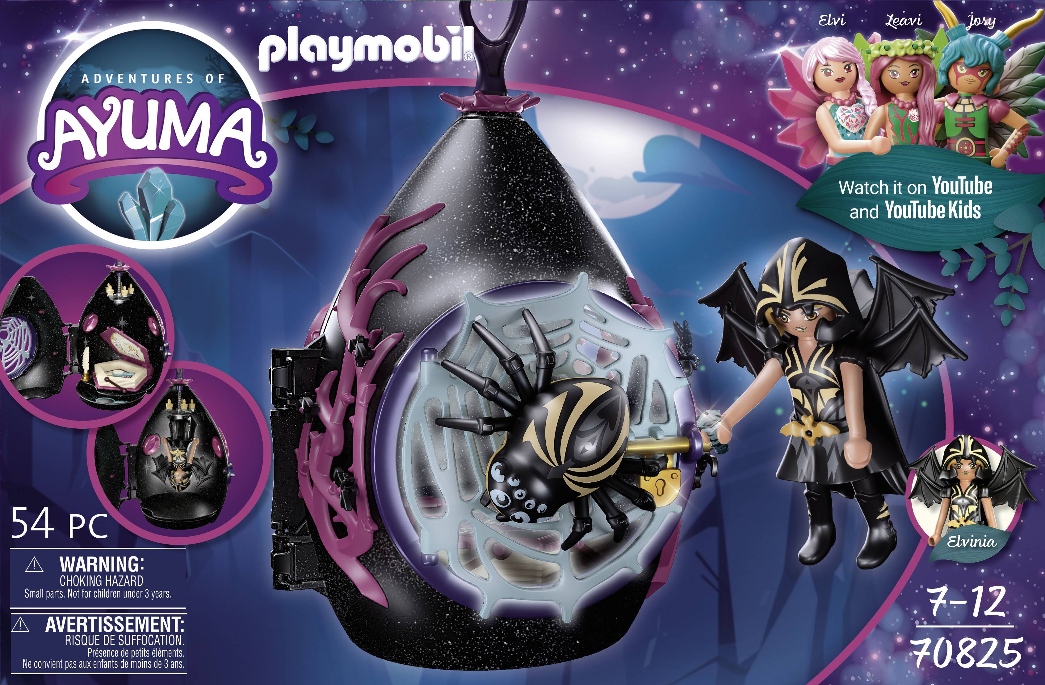 Spielzeugverpackung von Playmobil 'Adventures of Ayuma'. Enthält Figuren und Zubehör. Empfohlen für Kinder von 7-12 Jahren.