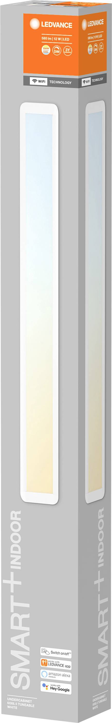 Verpackung einer smarten LED-Lampe von Lepro, geeignet für die Deckenmontage. Die Verpackung zeigt Produktspezifikationen und Kompatibilität.
