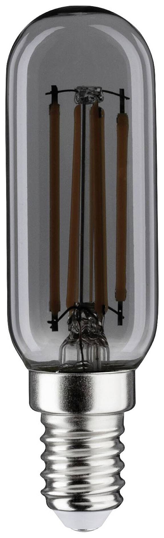 Eine längliche LED-Glühbirne mit sichtbaren Filamenten und Schraubsockel, geeignet für dekorative Leuchten.