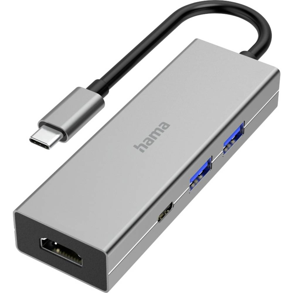 Hama 4 poorten USB-C (USB 3.2 Gen 2) multiport hub Grijs